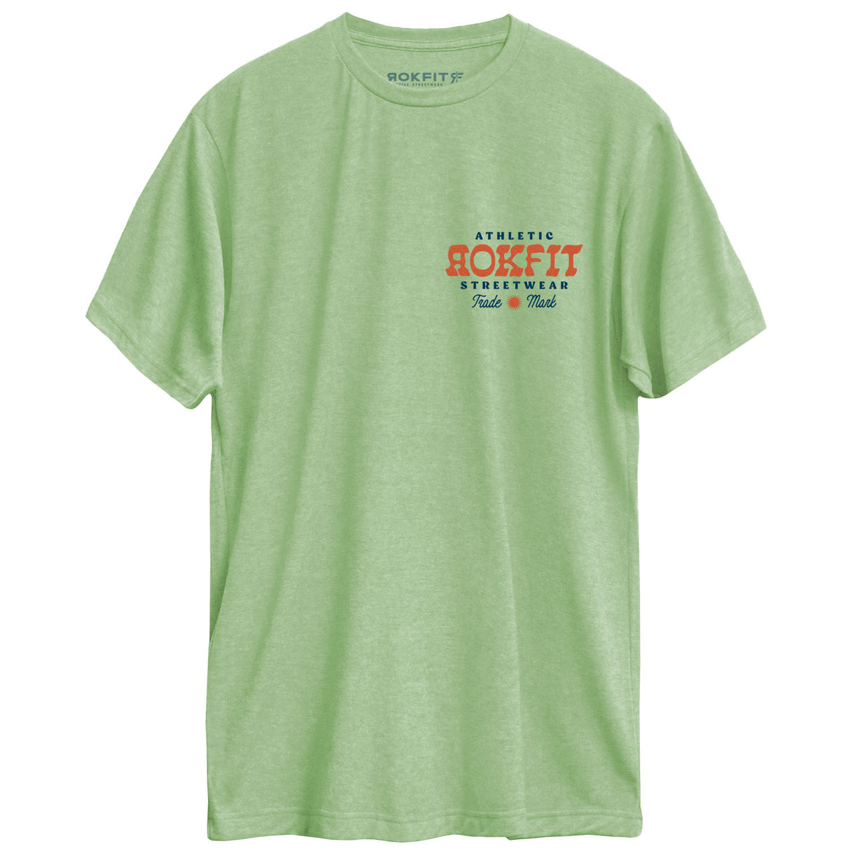 Front view of unisex heather green Active Tee with 'Seeking Growth Never Ends' graphic