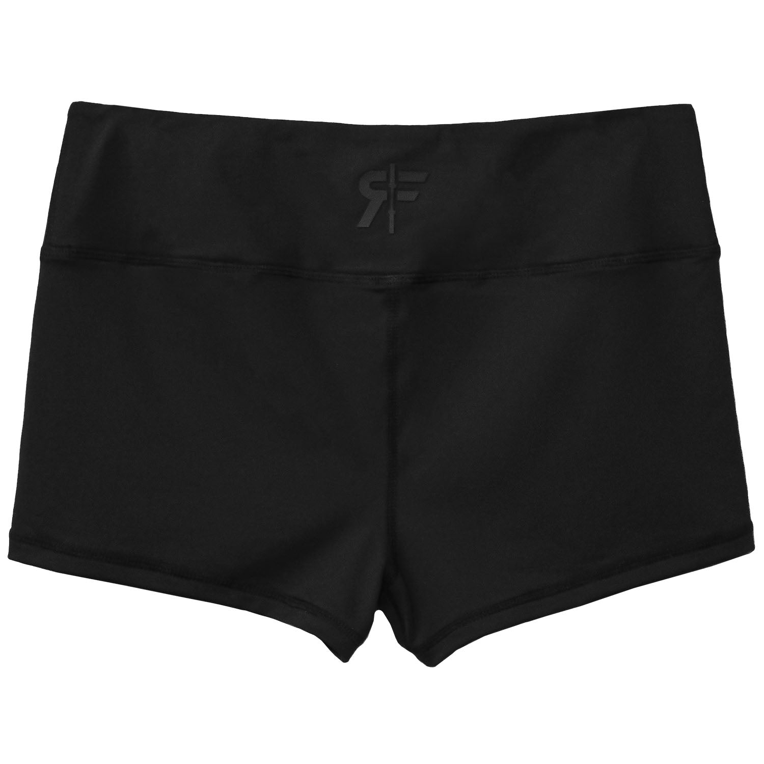 Back view of black 2.5-inch booty shorts