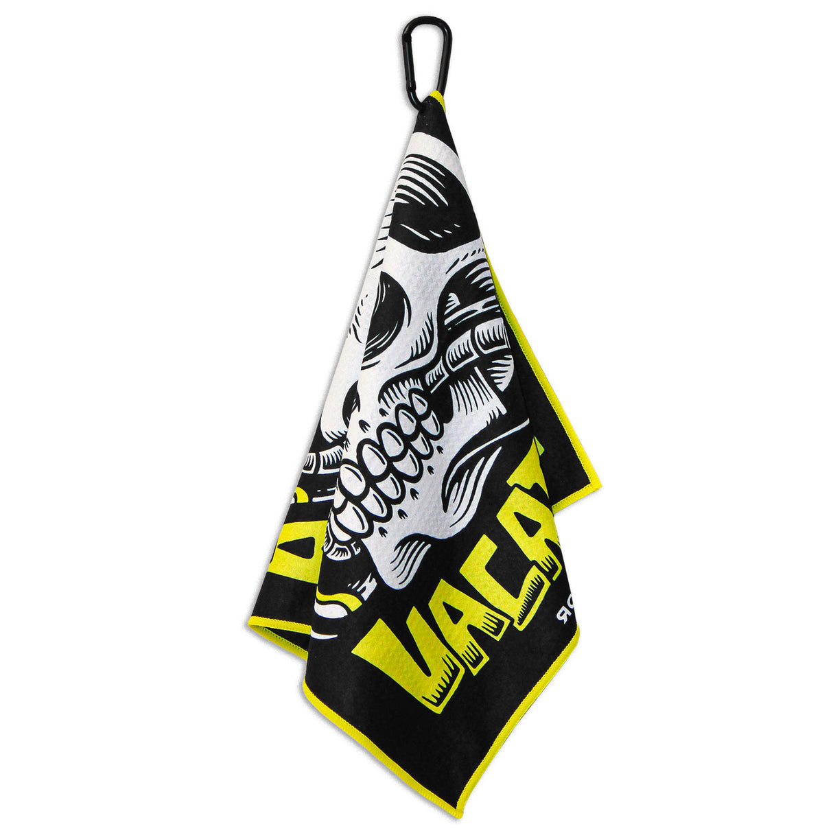 Hanging view of Utility Towel with 'Mental Vacation' graphic