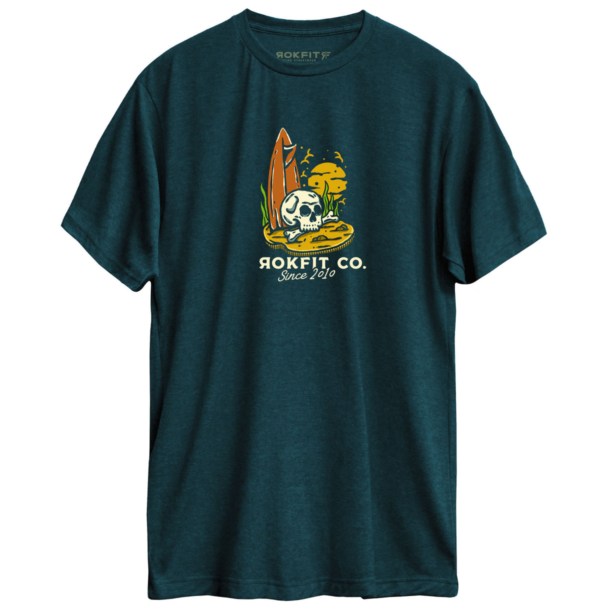 Front view of unisex black aqua Active Tee with 'Only Good Vibes' graphic